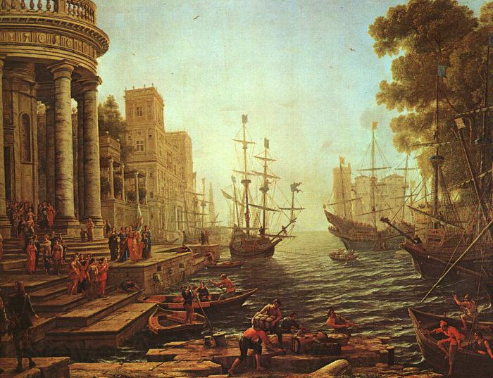 Claude Lorrain Seaport : The Embarkation of St.Ursula Spain oil painting art